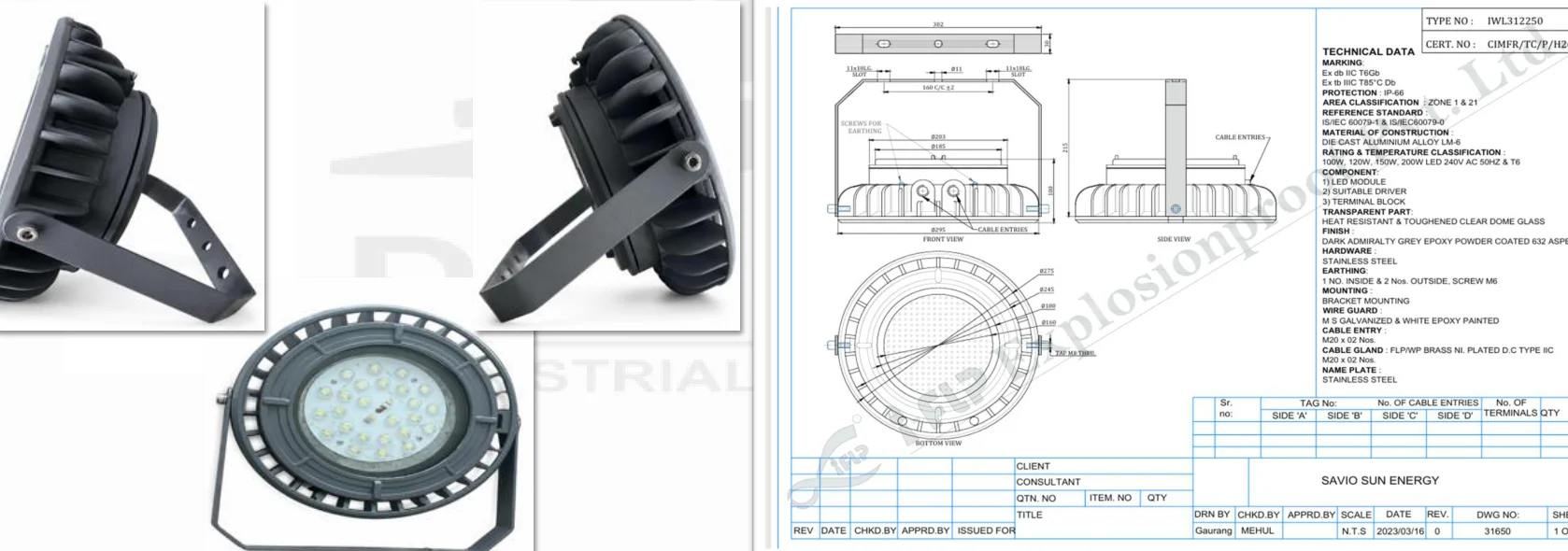 Industrial flameproof lighting